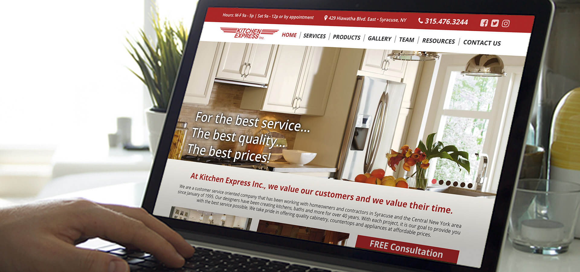Kitchen Express Inc.'s New Website on Laptop