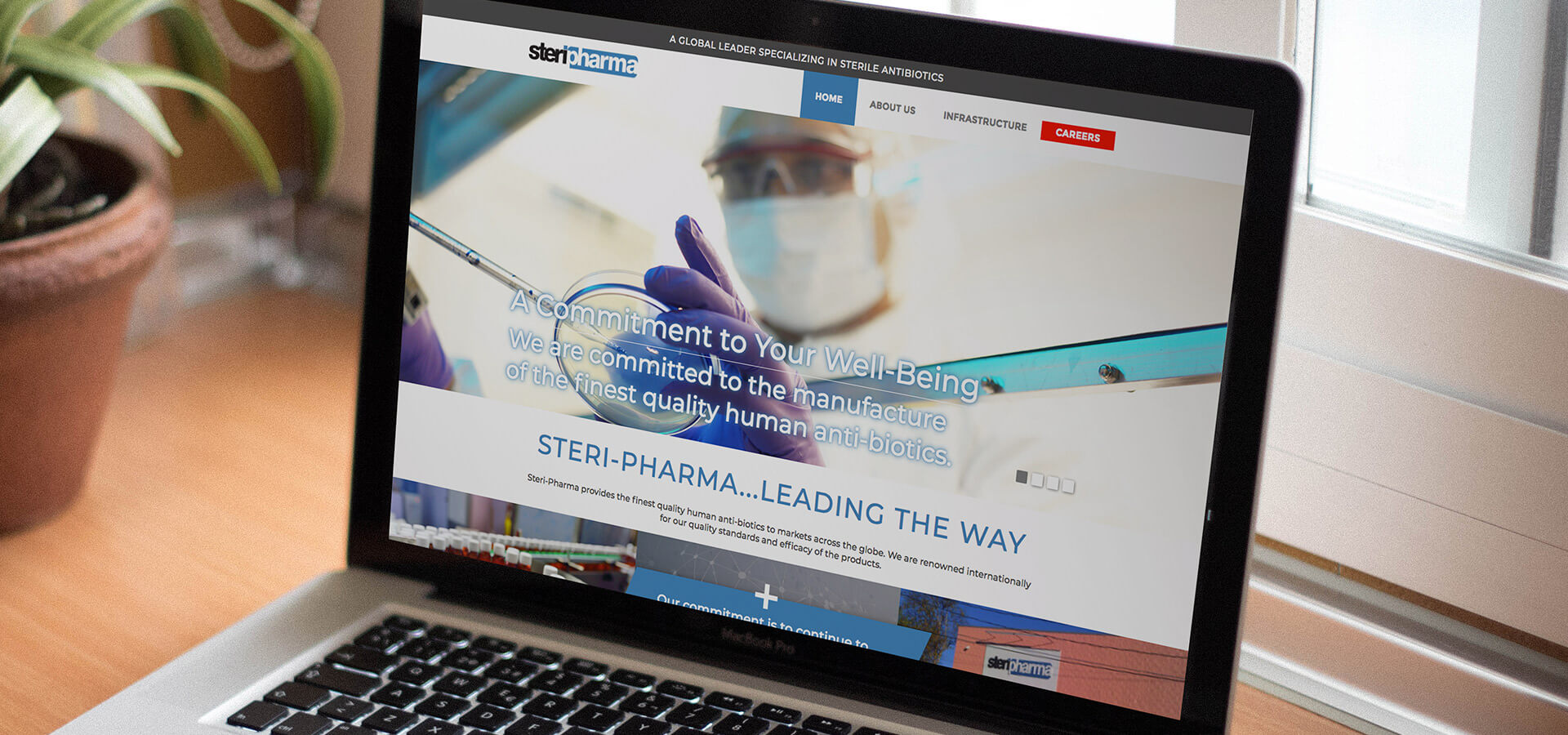 Steri-Pharma Website on Laptop