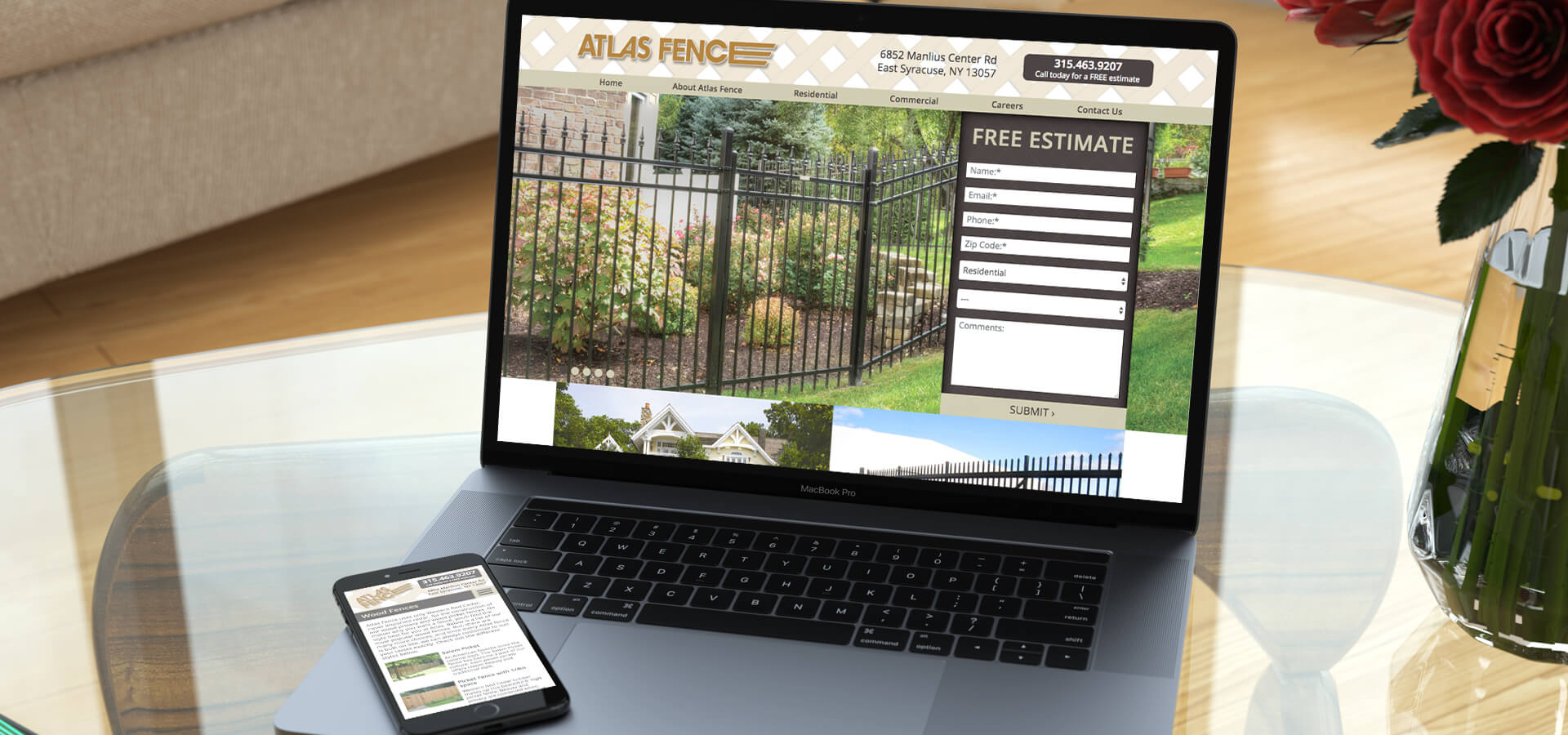 Atlas Fence Responsive Website Laptop and Mobile Phone