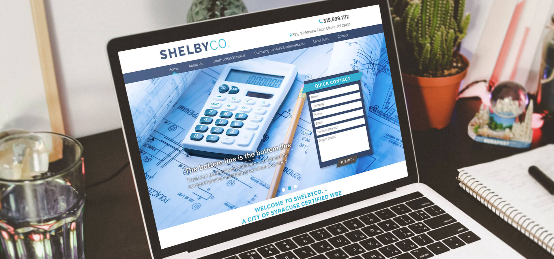 Shelby Co., LLC Website on Laptop