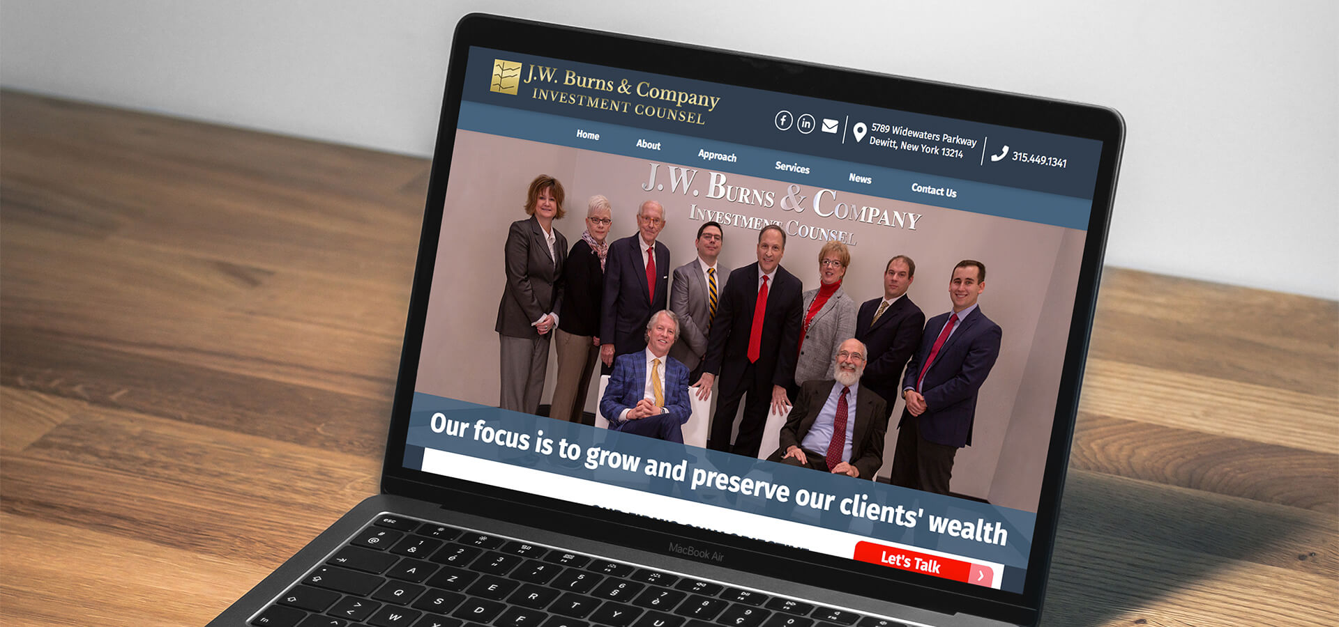 JW Burns New Custom Website on a Laptop