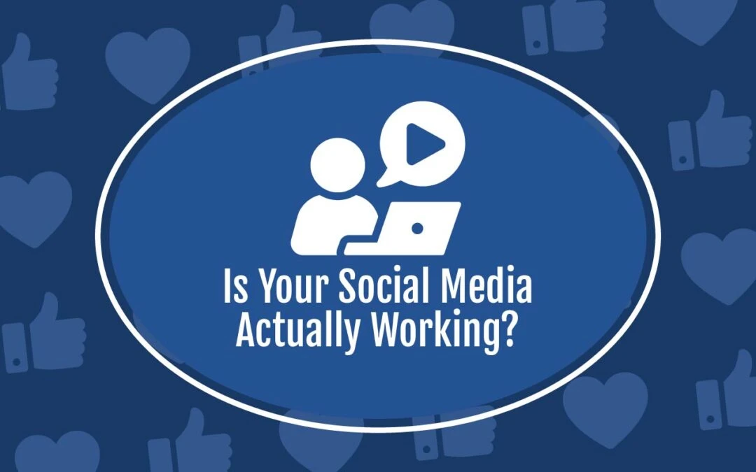 Business owner reviewing social media marketing metrics on a laptop